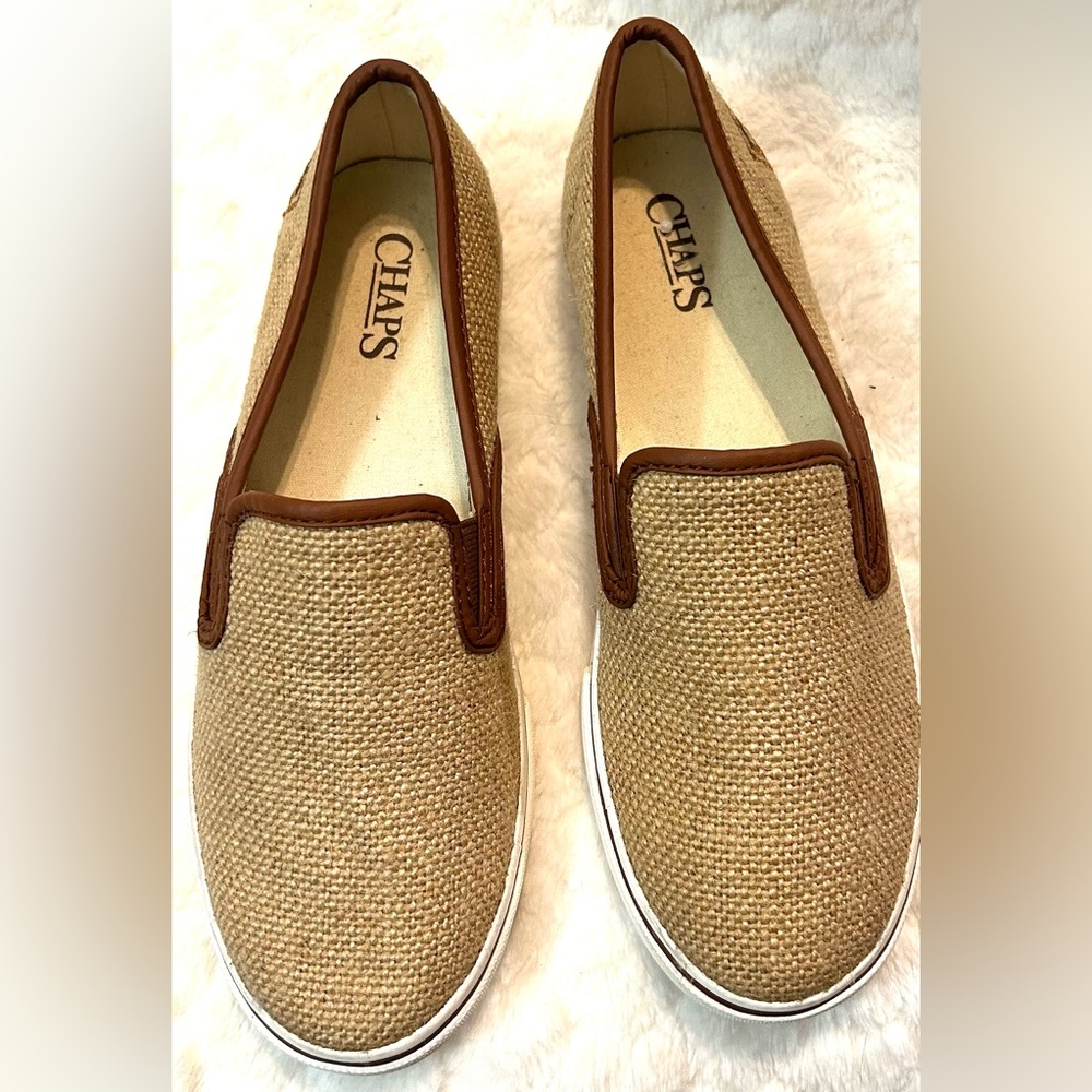 Chaps Jessica Burlap Natural Tan Slip On Loafer women’s size 6.5B - Picture 3 of 9